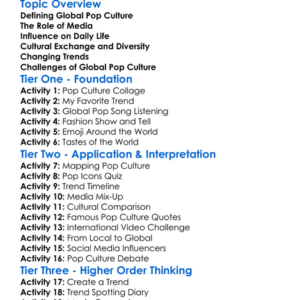 Global Pop Culture Worksheet Activity Booklet