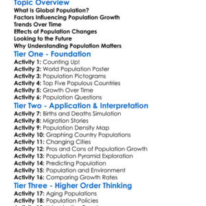 Global Population Trends Worksheet Activity Booklet