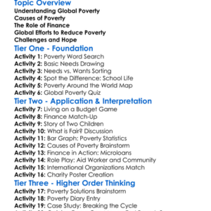 Global Poverty And Finance Worksheet Activity Booklet