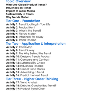 Global Product Trends Worksheet Activity Booklet