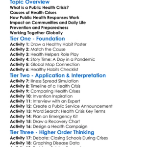 Global Public Health Crises Worksheet Activity Booklet