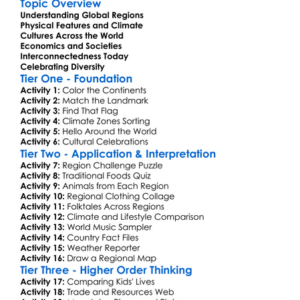 Global Regions And Cultures Worksheet Activity Booklet