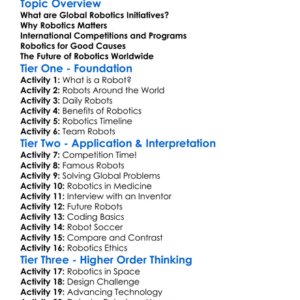 Global Robotics Initiatives Worksheet Activity Booklet