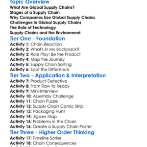 Global Supply Chains Worksheet Activity Booklet