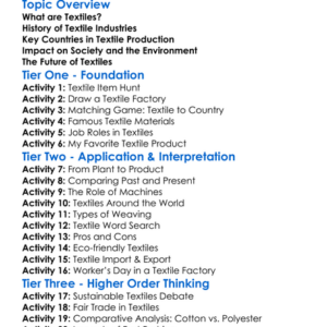 Global Textile Industries Worksheet Activity Booklet