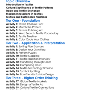 Global Textile Influences Worksheet Activity Booklet
