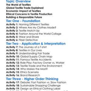 Global Textile Trade And Ethics Worksheet Activity Booklet
