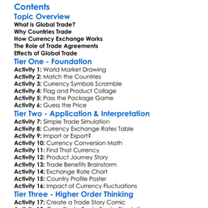 Global Trade And Currency Exchange Worksheet Activity Booklet