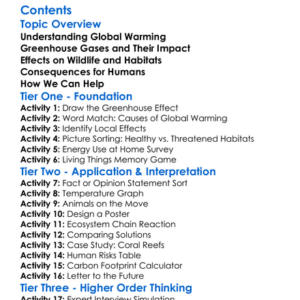 Global Warming And Its Effects On Living Things Worksheet Activity Booklet