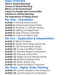 Global Warming Worksheet Activity Booklet