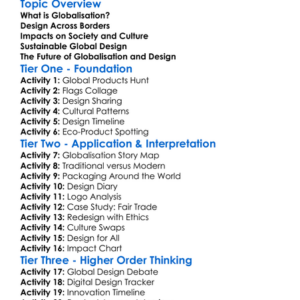 Globalisation And Design Worksheet Activity Booklet