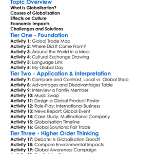 Globalisation Worksheet Activity Booklet