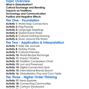 Globalization And Cultural Change Worksheet Activity Booklet