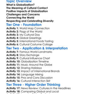 Globalization And Cultural Contact Worksheet Activity Booklet