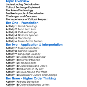 Globalization And Cultural Exchange Worksheet Activity Booklet