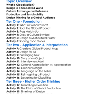 Globalization And Design Worksheet Activity Booklet