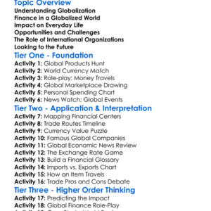 Globalization And Finance Worksheet Activity Booklet