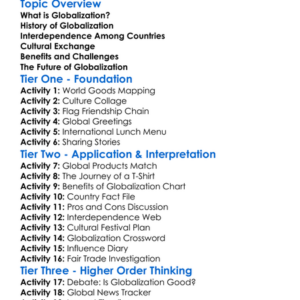 Globalization And Interdependence Worksheet Activity Booklet
