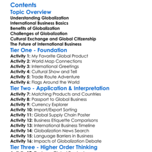 Globalization And International Business Worksheet Activity Booklet