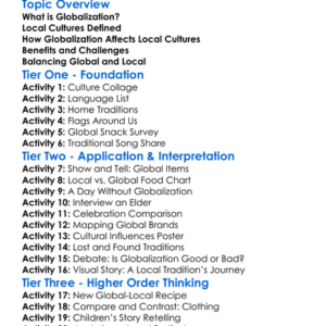 Globalization And Local Cultures Worksheet Activity Booklet