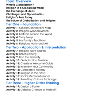 Globalization And Religion Worksheet Activity Booklet