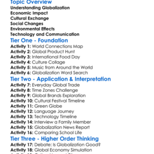 Globalization And Society Worksheet Activity Booklet