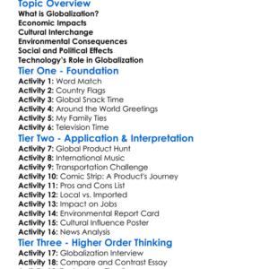 Globalization Effects Worksheet Activity Booklet