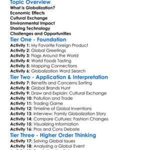 Globalization Impacts Worksheet Activity Booklet