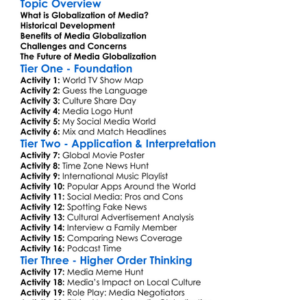 Globalization Of Media Worksheet Activity Booklet