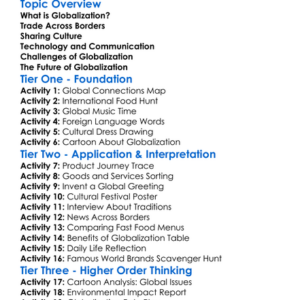Globalization Worksheet Activity Booklet