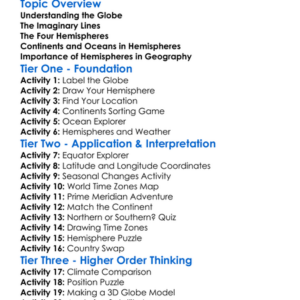 Globe And Hemispheres Worksheet Activity Booklet
