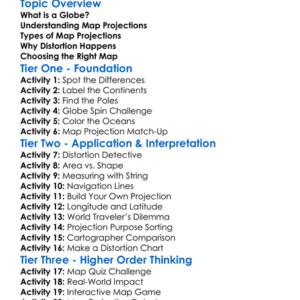 Globe And Map Projections Worksheet Activity Booklet
