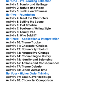 Go Down Moses William Faulkner Worksheet Activity Booklet