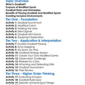 Goal Ball And Modified Sports Worksheet Activity Booklet