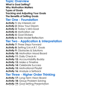 Goal Setting And Motivation Worksheet Activity Booklet