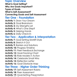 Goal Setting And Self-Assessment Worksheet Activity Booklet