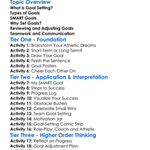 Goal Setting In Athletics Worksheet Activity Booklet