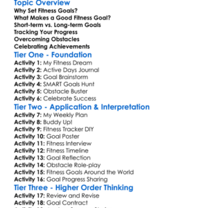 Goal Setting In Fitness Worksheet Activity Booklet