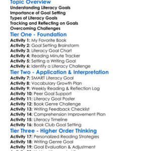 Goal Setting In Literacy Worksheet Activity Booklet