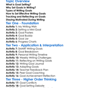 Goal Setting In Writing Worksheet Activity Booklet