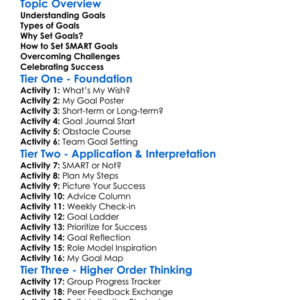 Goal Setting Worksheet Activity Booklet