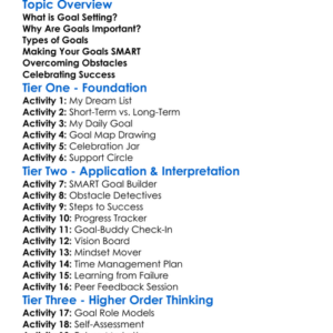 Goal Setting Worksheet Activity Booklet