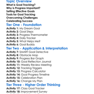 Goal Tracking And Progress Worksheet Activity Booklet