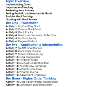 Goal Tracking And Review Worksheet Activity Booklet