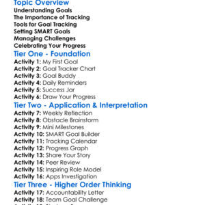 Goal Tracking Worksheet Activity Booklet