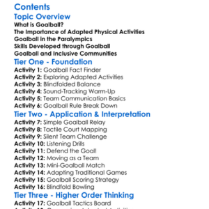 Goalball And Adapted Physical Activities Worksheet Activity Booklet