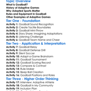 Goalball And Adaptive Games Worksheet Activity Booklet
