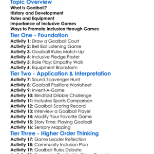 Goalball And Inclusive Games Worksheet Activity Booklet