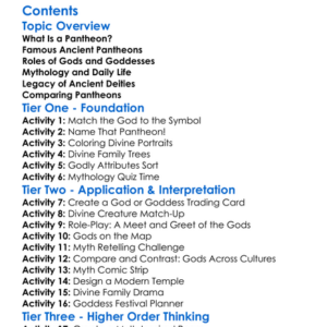 Gods And Goddesses Of Ancient Pantheons Worksheet Activity Booklet