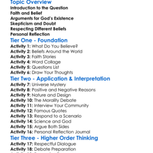 Gods Existence Worksheet Activity Booklet